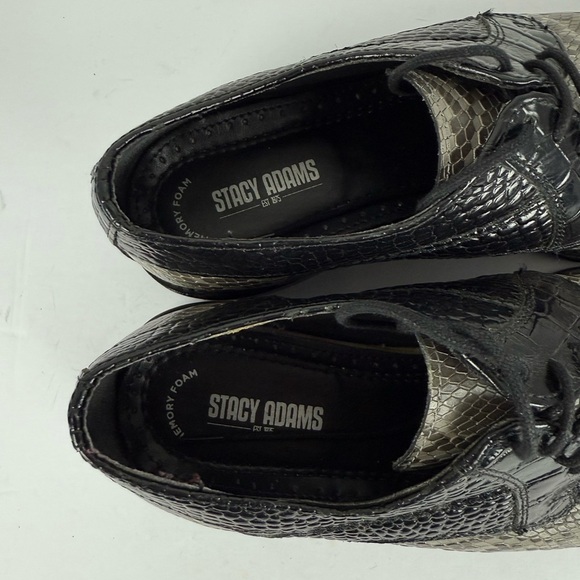 Stacy Adams Black and Gray Snakeskin Oxfords